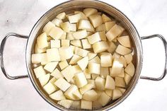 chopped potatoes in a pot on the stove