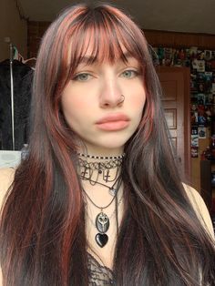 Alt Hair Color Ideas For Brunettes, Jess Corbino, Alt Bangs, Instagram Model Poses, Hair Stail, Black Hair Dye, Hair Tint, Punk Hair