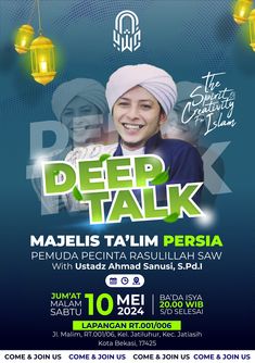 the flyer for deep talk with an image of a man wearing a turban