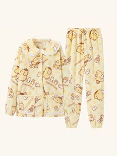 My Melody Cinnamoroll Pompompurin Fleece Pajamas - ntbhshop Cinnamoroll Pompompurin, My Melody Cinnamoroll, Melody Cinnamoroll, Cozy Pajamas, Fleece Pajamas, Cami Crop Top, Crop Top Blouse, My Melody, Knitwear Cardigan