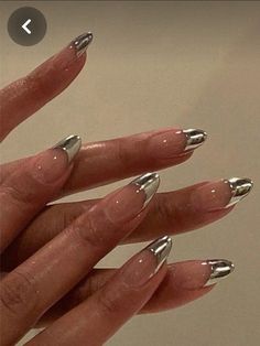 Cool Nails, New Nails, Girls Nails, Short Acrylic, New Year's Nails, Silver Nails