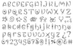 hand drawn alphabet letters and numbers