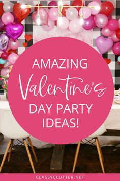 valentine's day party with pink and red balloons