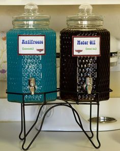 two ice cream dispensers sitting next to each other