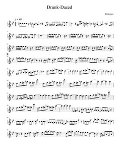 the music score for drunk - dazed, written in black and white with musical notations