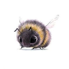 a drawing of a bee with yellow and black stripes on it's back legs