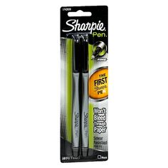 sharpie pen in packaging with black ink and green tips on the inside of it