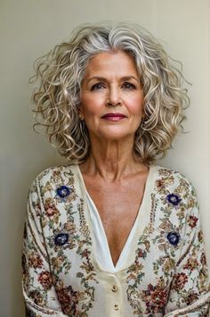 "Elegant Transformations: Gorgeous Hairstyles and Haircuts for Women Over 50. Rediscover Your Radiance! Timeless Looks for Timeless Beauty. Permed Grey Hair Older Women, Curly Silver Hair Over 50, Tokyo Haircut, Hair With Highlights And Lowlights, Gray Transition, Long Hair Highlights, Silver White Hair, Grey Hair Transformation, Grey Curly Hair