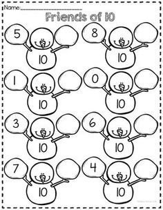 the missing parts worksheet for numbers 1 - 10 with snowmen and speech bubbles