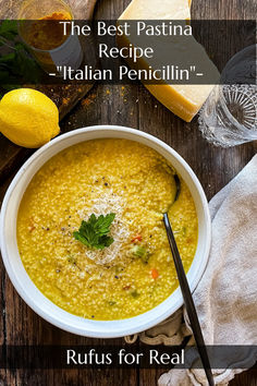 bowl of pastina with parmesan, lemon, and parsley garnishes Italian Penicillin, Pastina Recipes, Pastina Soup, Small Pasta, Easy Soups, Pasta Dish, Easy Soup Recipes, Healthy Soup Recipes