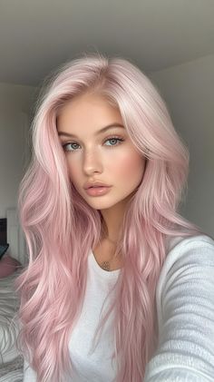 ☀️ Dreamy Warm Skin Tone pink hair color ideas for tan skin | Extraordinary Inspiration 🌹 Different Hair Colors For Blondes, Pink Hair Pale Skin, Icy Pink Hair, Platinum Pink Hair, Ashy Pink Hair, Blonde Hair With Pink Streaks, Muted Pink Hair, Grey Hair Tan Skin, Ash Pink Hair