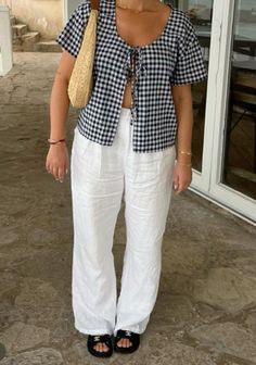 Ganni Girl Aesthetic, Copenhagen Style Spring 2024, Ganni Top Outfit, Scandinavian Summer Style, Scandi Summer Outfit, Copenhagen Summer Style, Copenhagen Summer Outfits, Pants Vacation Outfit, Copenhagen Style Summer