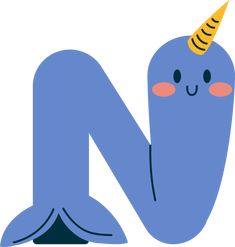 the letter n is for narwhale with a unicorn horn on its head