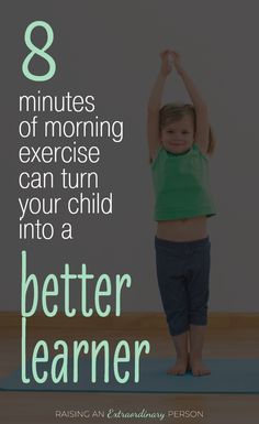 Learn how exercising in the morning actually makes kids better learners - helping them focus and retain more information to memory - helps kids with ADHD and autism too . #Autism #ADHDKids #HealthyKids #ActiveKids #Activitiesforkids #WorkoutForKids #SensoryPlay #GrossMotorActivities Workout For Kids, Morning Exercise, Brain Gym, Learning Tips, Smart Parenting, Kids Focus, Kids Discover, Yoga For Kids, Morning Workout