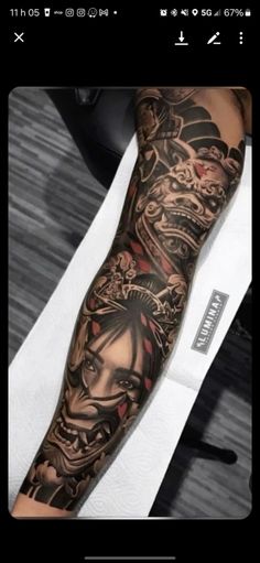 a man's arm with tattoos on it