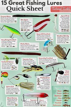 an image of fishing lures and their names