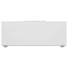 a white wall mounted cabinet on wheels