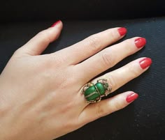 Green beetle ring women's big ring with scarab cicada | Etsy Scarab Beetle Ring, Beetle Ring, Bug Ring, Insect Ring, Green Beetle, Huge Rings, Big Ring, Wink Wink, Jewelry Illustration