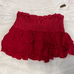 Red Free People Lace Crop Top Brand New Fits Like A Small Affordable Red Crop Top, Red Fitted Lace Top, Red Fitted Flirty Crop Top, Red Lace Crop Top, Cheap Red Crop Top With Built-in Bra, Red Lace Top, Class Outfits, People Brand, Gov Ball