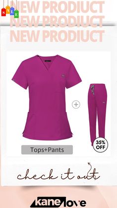 Women Fashion Elastic Surgical Wear V-neck Short Sleeve Hospital Nurses' Wear Suit Fitted V-neck Sets, Pink Stretch V-neck Sets, Pink V-neck Stretch Sets, Stretch V-neck Workwear Sets, Stretch V-neck Sets For Workwear, Pink V-neck Set For Work, Pink V-neck Workwear Set, Purple V-neck Summer Sets, Hospital Nurse