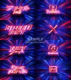 neon text effects in different styles and colors