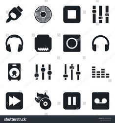 music player icon set on white background with clipping for use in web and mobile devices