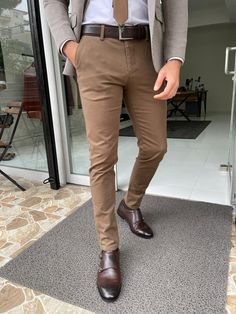 Pants Material: 80% Cotton, 15% Wool, 5% Lycra Machine Washable: No Fitting: Slim-Fit Package Include: Pants Only Dry Clean Only Warlock Aesthetic, Tan Dress Pants, Dress Pants Outfits, Tan Dress, Fall Color Palette, Pants Outfits, Tan Dresses, Fall Color, Slim Pants