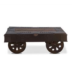 an old fashioned wooden cart with wheels on the bottom and one wheel attached to it