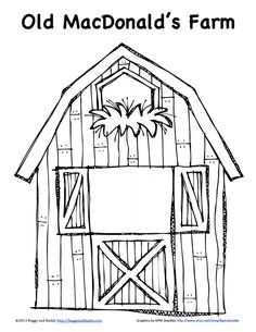 an old mcdonald's farm coloring page with a barn and palm tree on it