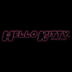 the word hello kitty in neon pink on a black background