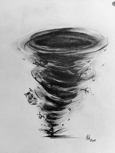 a black and white drawing of a tornado that looks like it is coming out of the ground