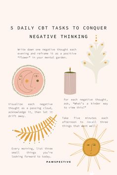 Negative thinking can drain your energy, impact your self-esteem, and lead to unhelpful emotions like anxiety and self-doubt. With Cognitive Behavioral Therapy, you can learn to challenge these thoughts and reshape your mindset. These daily CBT tasks empower you to build a healthier mental space. negative thinking I mental health I CBT I emotional resilience I overcome negativity I daily mindset I reframe thoughts I conquer self-doubt I anxiety relief Reframe Thoughts, Mental Space, Oppositional Defiant Disorder