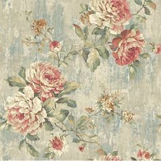 an old wallpaper with flowers on it