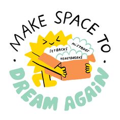 the logo for make space to drain agains, with an image of a cartoon character holding