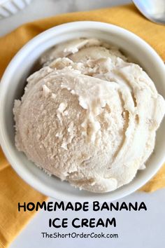 homemade banana ice cream in a white bowl