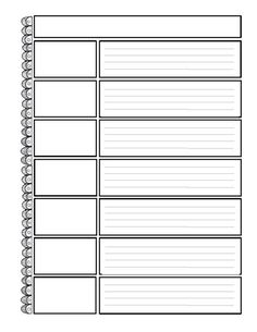 a spiral bound notebook with lined lines on the front and back pages, in black ink