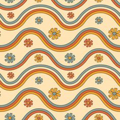 an abstract pattern with wavy lines and flowers