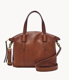 Fossil Purse, Brown Satchel, Brown Leather Handbags, Fossil Watches, Fossil Handbags, Fossil Bags, Leather Satchel, Leather Handbag, Crossbody Strap