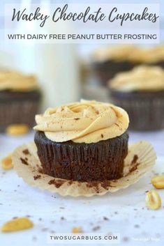 chocolate cupcakes with dairy free peanut butter frosting