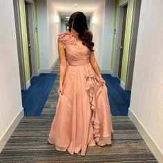 Worn Once For My Sisters Wedding. Cascading Ruffles And A Floral-Embellished Shoulder Heighten The Glamour Of This Luminous Ballgown That Renders A True Showstopping Effect. Sisters Wedding, Mac Duggal Dresses, Cascading Ruffles, Sister Wedding, Mac Duggal, Dress First, Ball Gowns, Ruffles, One Shoulder