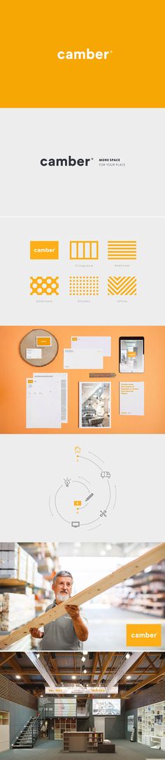 an orange and white web page with the word camber on it's side