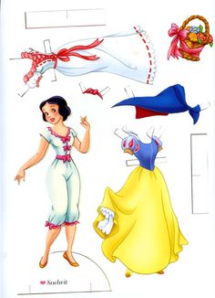 snow white and the seven dwarfs paper doll pattern book with instructions to make them look like disney princesses