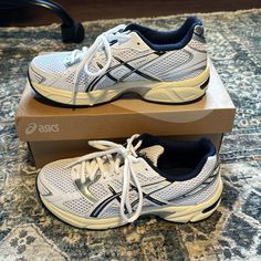 Worn Once Size 6 Style: Gel-1130 Color: White/Midnight Comes With Box Shoes Asics, Asics Shoes, Asics Women, Asics Gel, White Blue, Athletic Shoes, Blue White, Color Blue, Color White