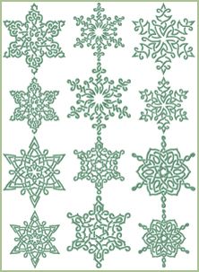 an image of snowflakes in green and white