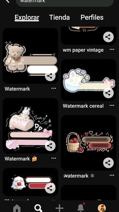 an iphone screen showing the different types of items on it, including watermarks and text