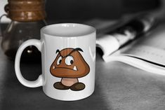 a coffee mug with a cartoon character on it