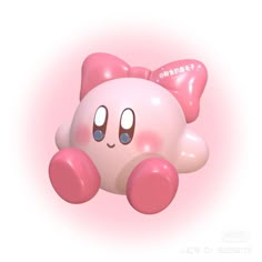 an image of a pink toy that looks like it is flying in the air with its eyes closed