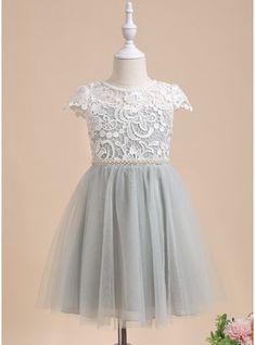 Flower Girl Dresses Knee Length, Sequin Flower Girl Dress, Lace Beading, Girls Dresses Online, Girl Sleeves, Tulle Flower Girl, Scalloped Dress, Flower Girl Dress Lace, Flower Girl Dresses Tulle