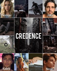 a collage of photos with the words credence written in different languages and pictures of people