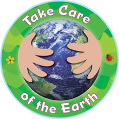 the logo for take care of the earth with two hands touching each other's hand